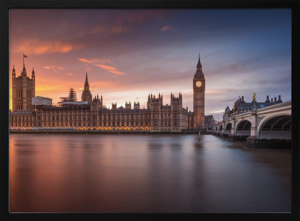 Sonnenuntergang im Londoner Palast von Westminster | Poster