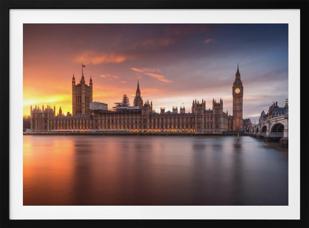 Sonnenuntergang im Londoner Palast von Westminster | Poster