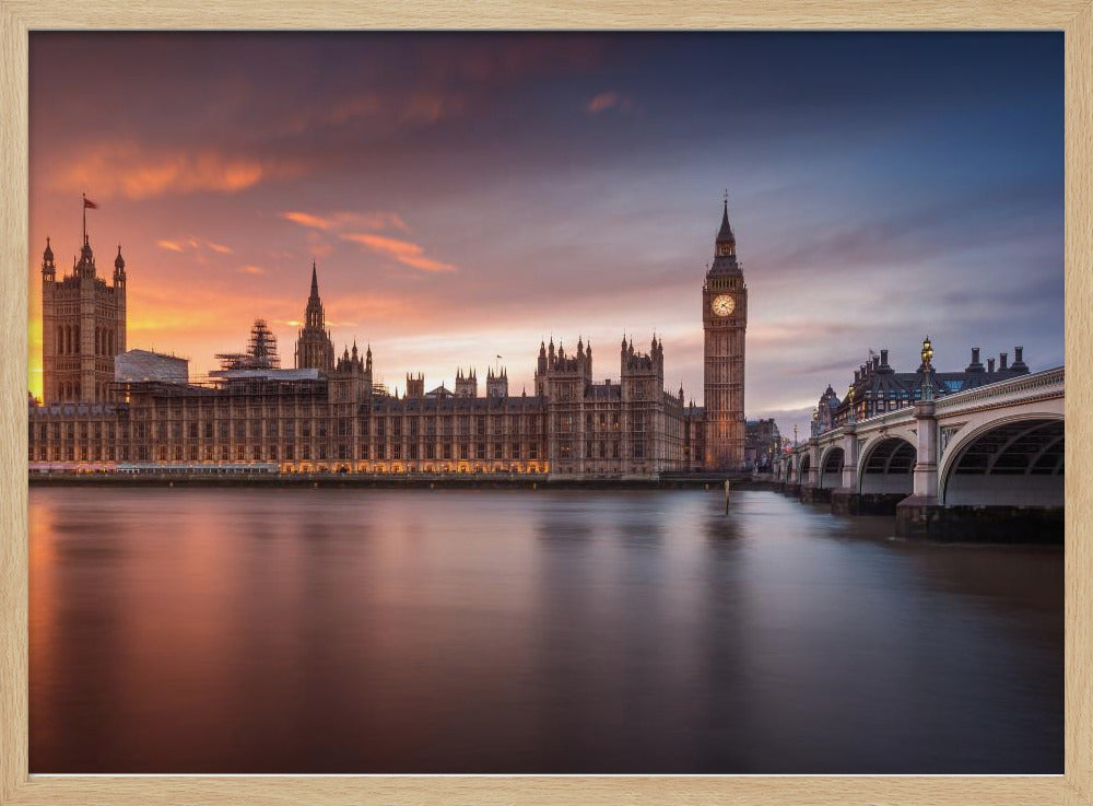 Sonnenuntergang im Londoner Palast von Westminster | Poster