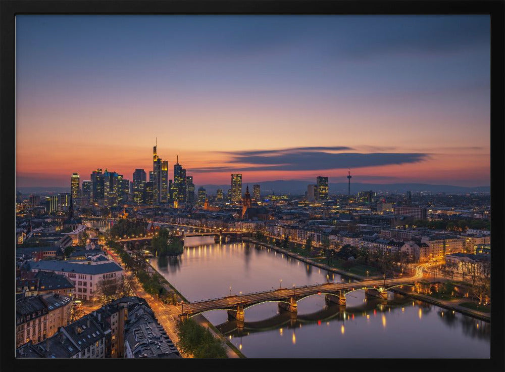 Frankfurter Skyline bei Sonnenuntergang | Poster