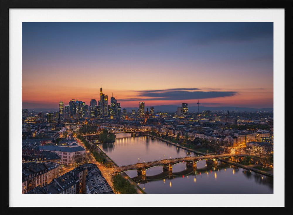 Frankfurter Skyline bei Sonnenuntergang | Poster