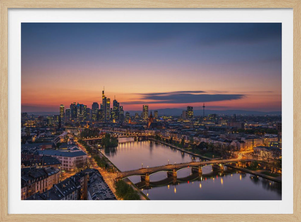 Frankfurter Skyline bei Sonnenuntergang | Poster