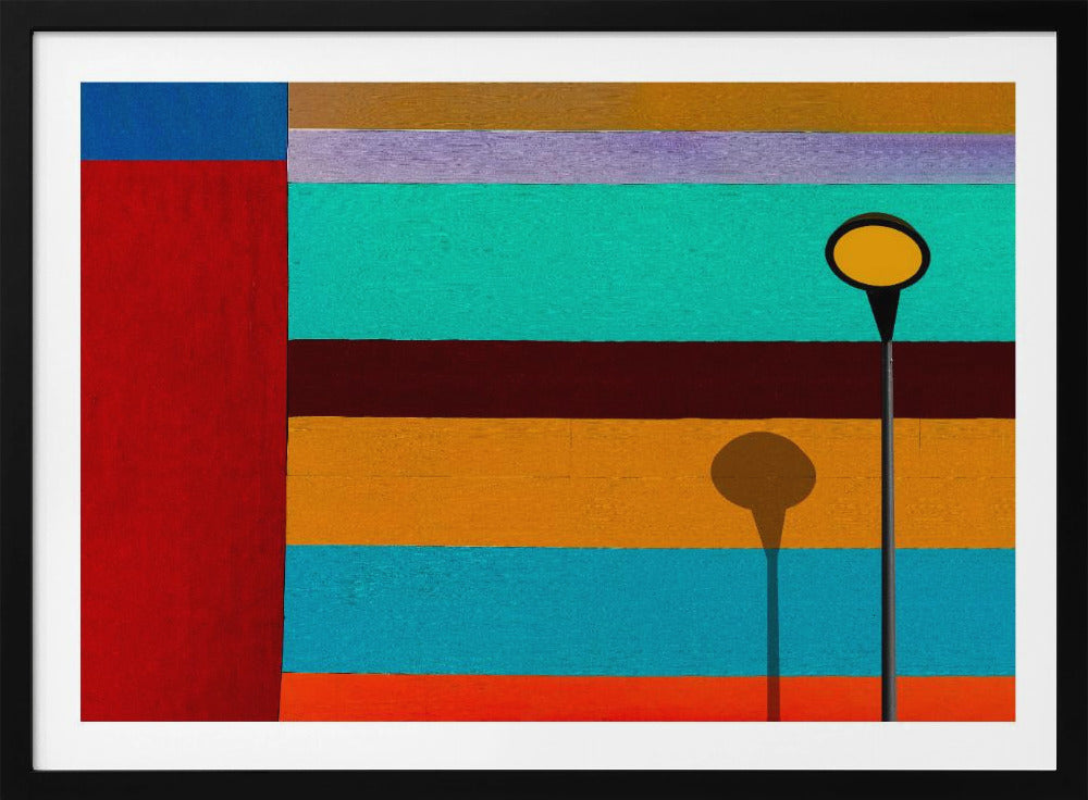 Lampe und gestreifte Wand | Poster
