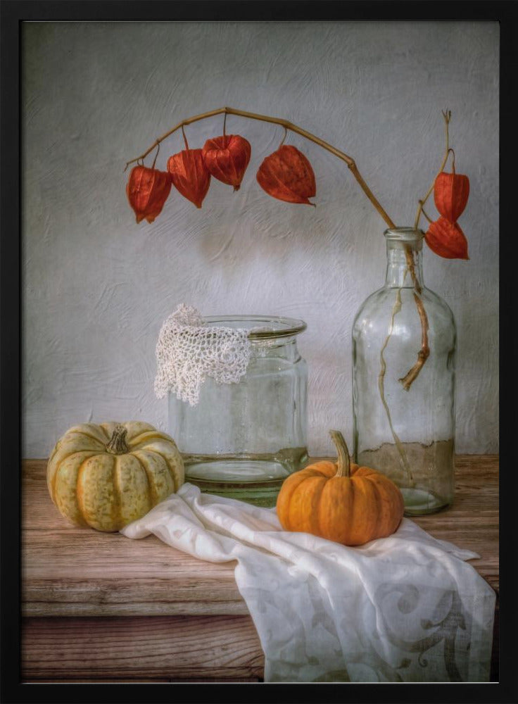 Stillleben mit Physalis und Kürbis | Poster