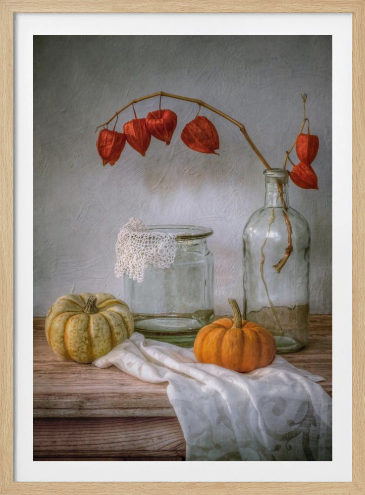 Stillleben mit Physalis und Kürbis | Poster
