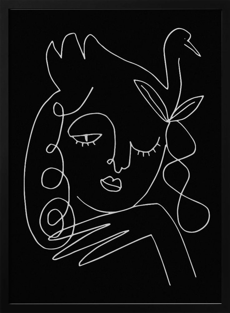 lineart_swan_black_vector_005 | Poster