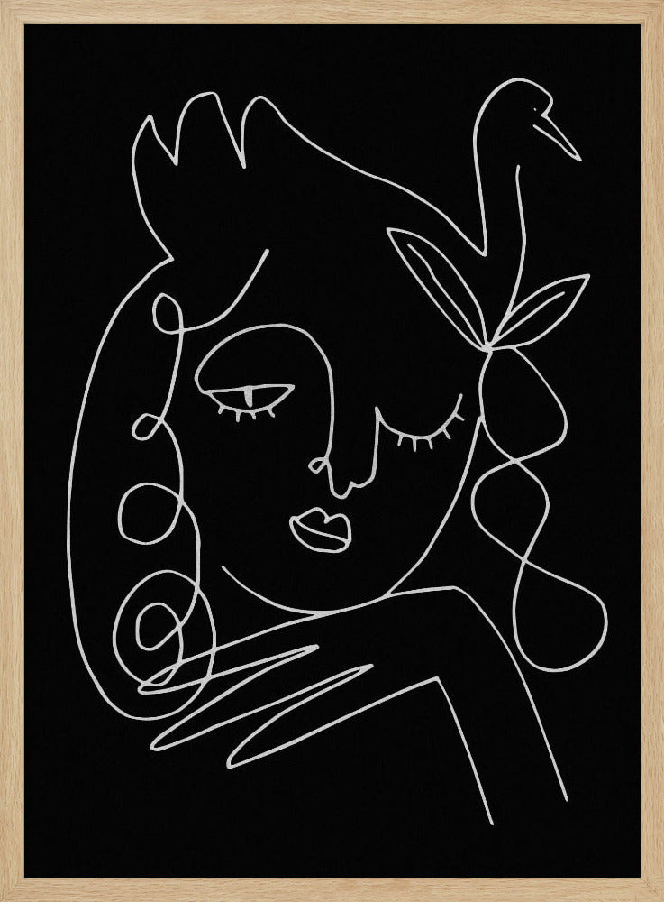 lineart_swan_black_vector_005 | Poster