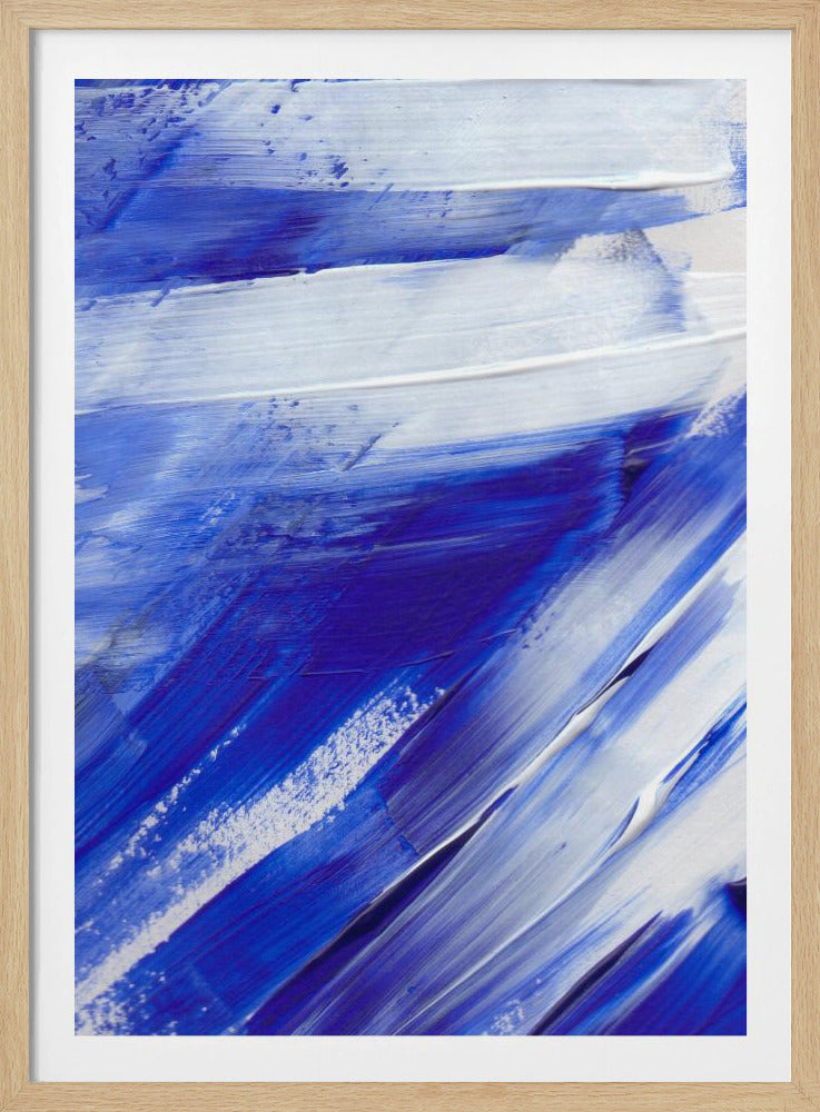 Weiße und blaue Pinselstriche | Poster