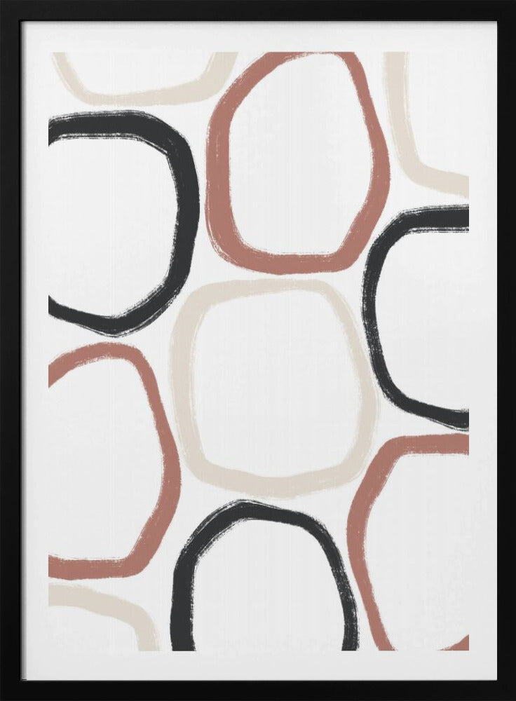 Kreise in Schwarzbeige und Rost | Poster