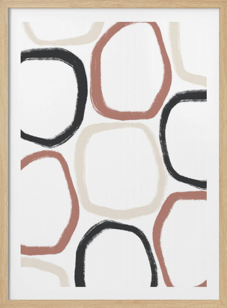 Kreise in Schwarzbeige und Rost | Poster