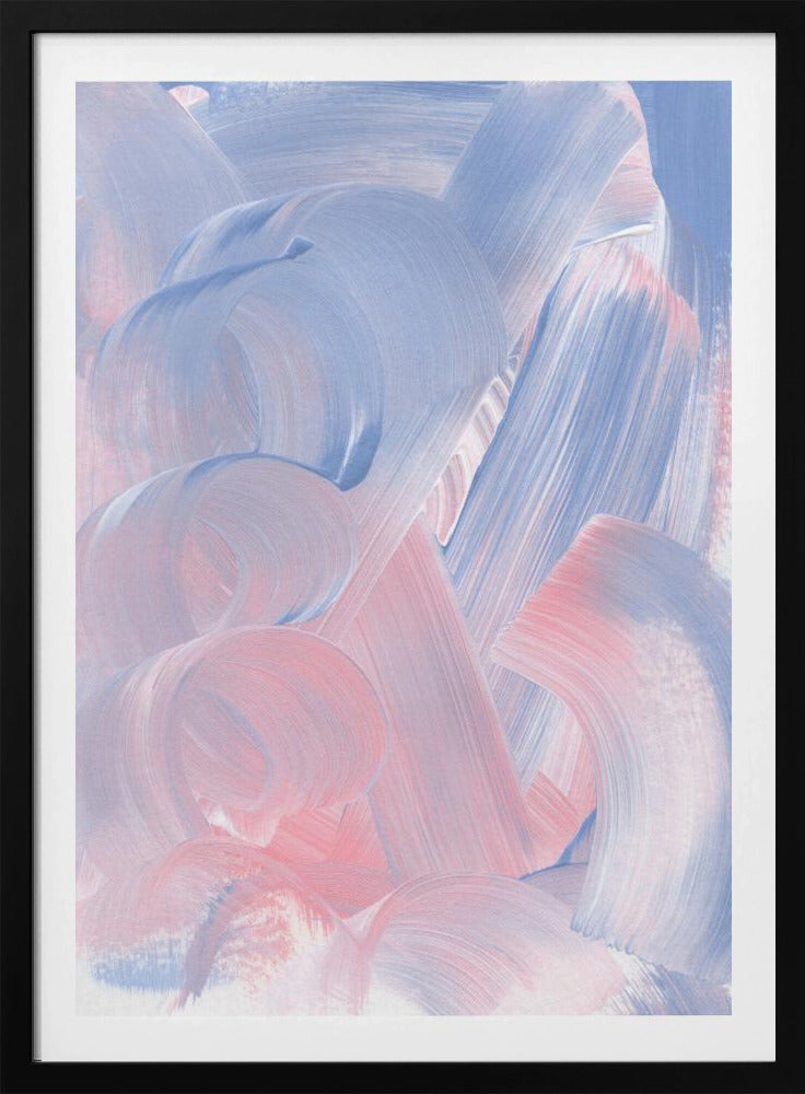 Pastellfarbene Pinselstriche in Blau- und Rosatönen | Poster