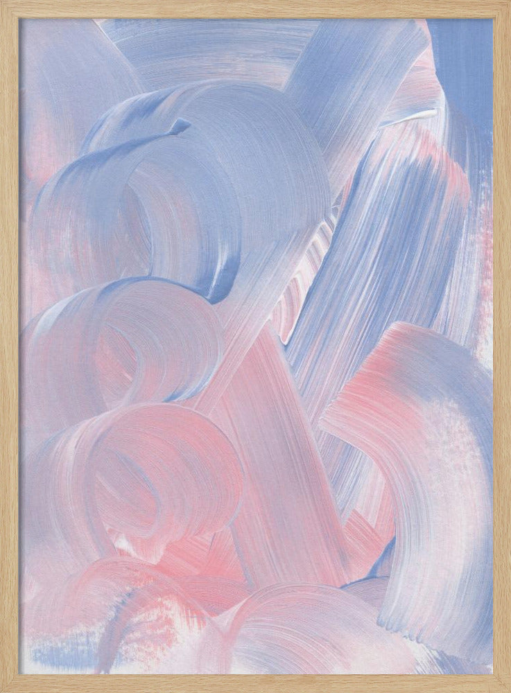 Pastellfarbene Pinselstriche in Blau- und Rosatönen | Poster
