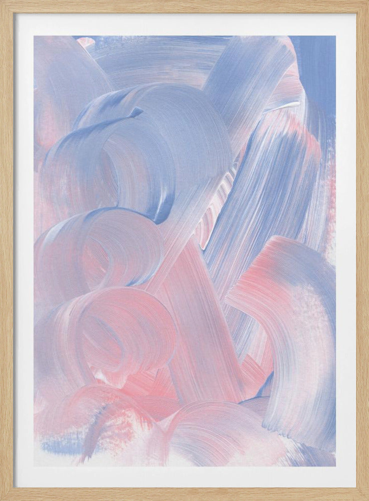 Pastellfarbene Pinselstriche in Blau- und Rosatönen | Poster