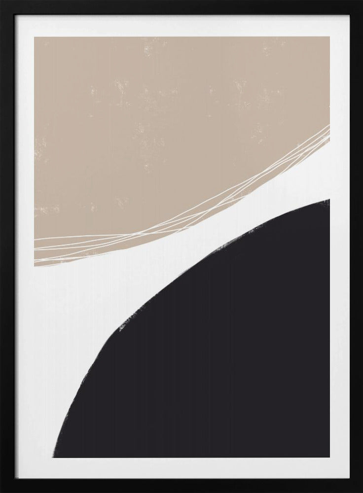 Beige und schwarze organische Formen | Poster