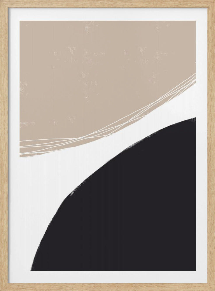Beige und schwarze organische Formen | Poster