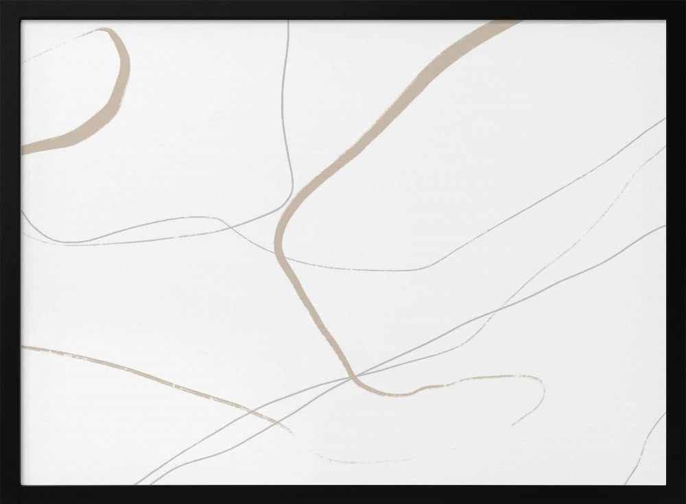 Beige und graue Linien auf weißem Hintergrund | Poster