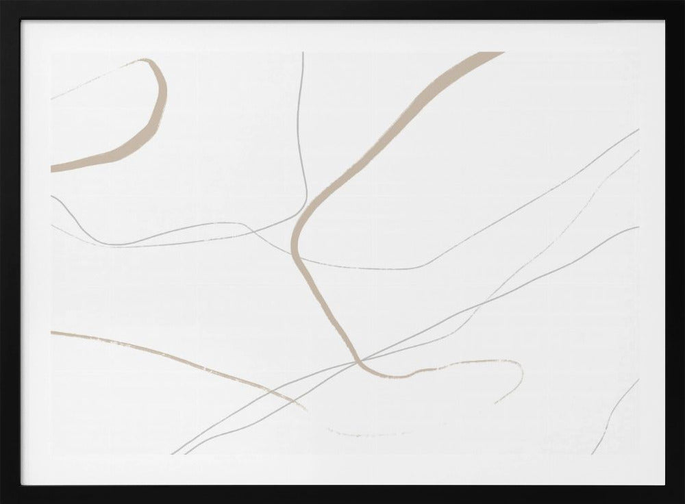 Beige und graue Linien auf weißem Hintergrund | Poster