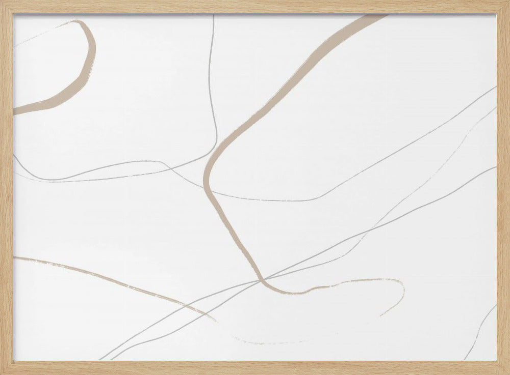 Beige und graue Linien auf weißem Hintergrund | Poster