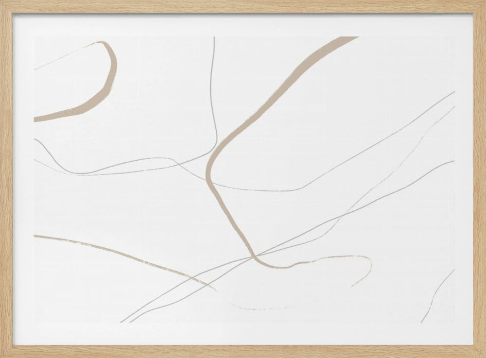 Beige und graue Linien auf weißem Hintergrund | Poster