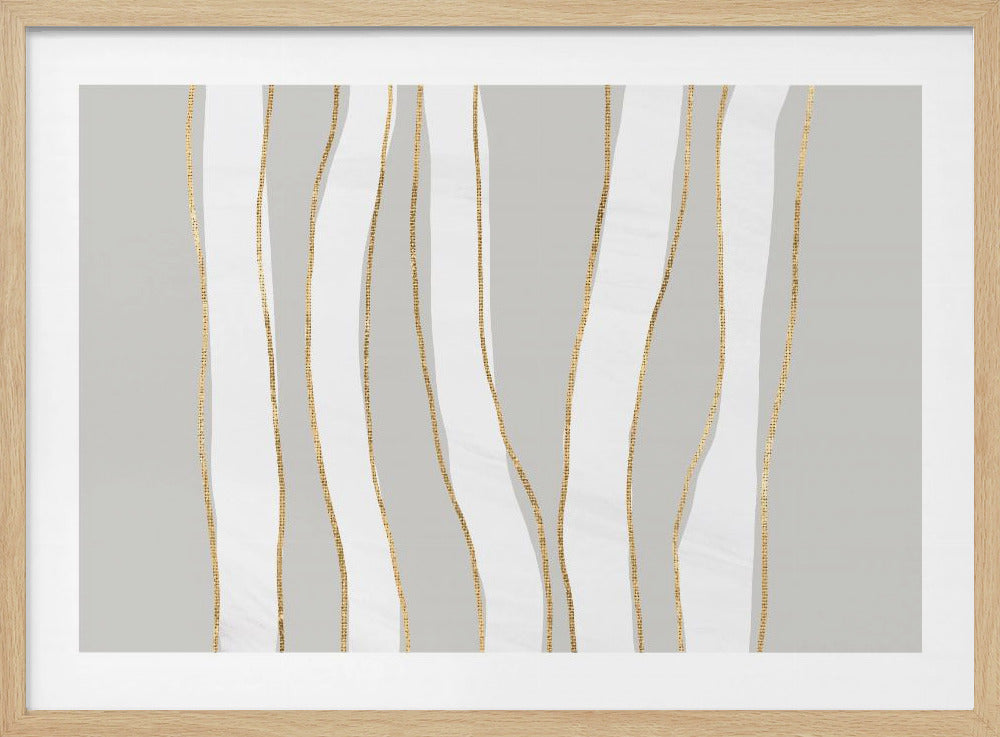 Gold und Weiß Goldene Wellen | Poster