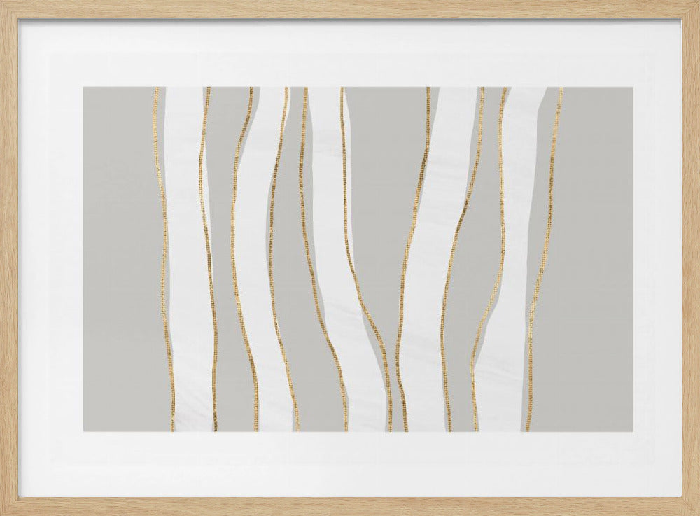 Gold und Weiß Goldene Wellen | Poster