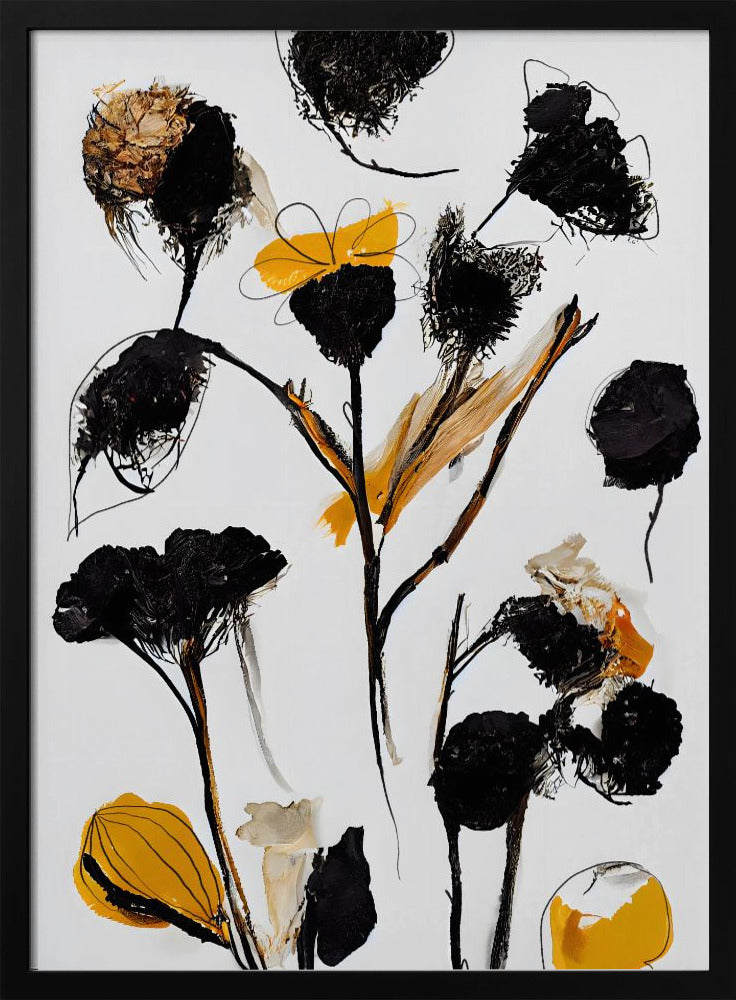 Schwarze Trockenblumen | Poster