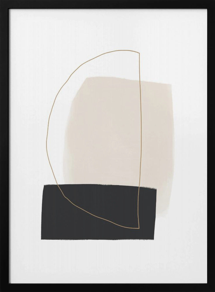 Geometrische Formen in Schwarz-, Weiß- und Beigetönen | Poster