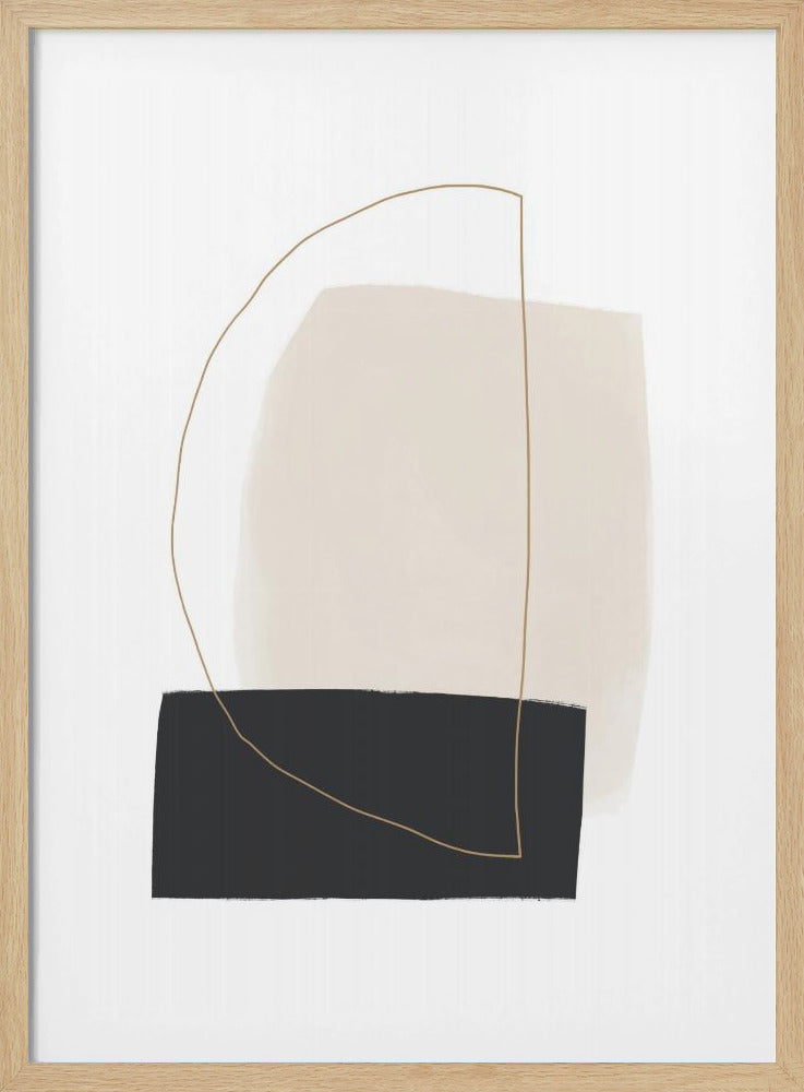 Geometrische Formen in Schwarz-, Weiß- und Beigetönen | Poster