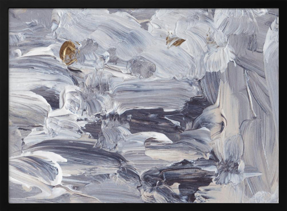 Dynamic Brushstrokes in Shades of Gray and White | Poster