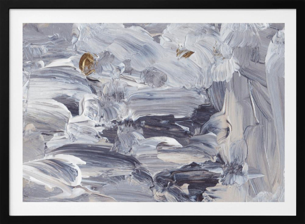 Dynamic Brushstrokes in Shades of Gray and White | Poster