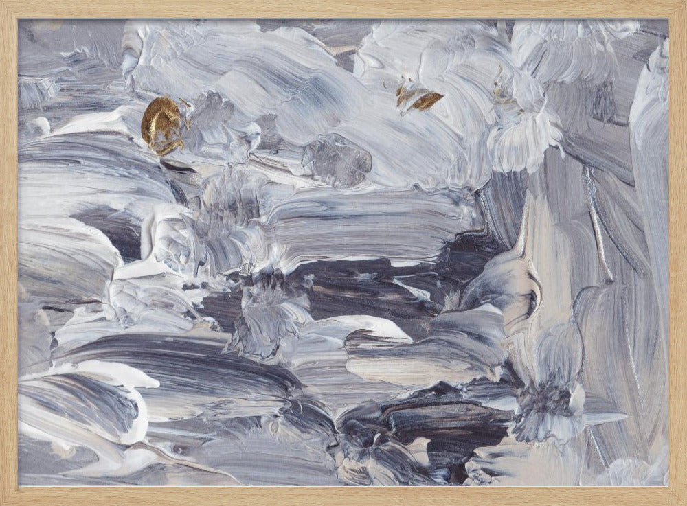 Dynamic Brushstrokes in Shades of Gray and White | Poster