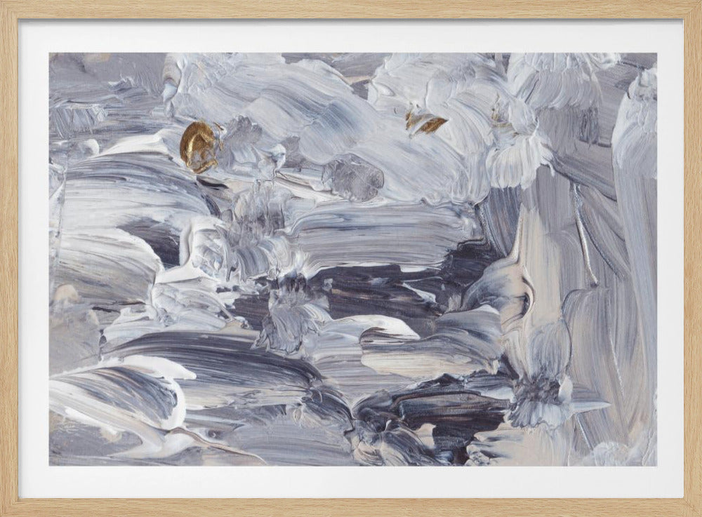 Dynamic Brushstrokes in Shades of Gray and White | Poster