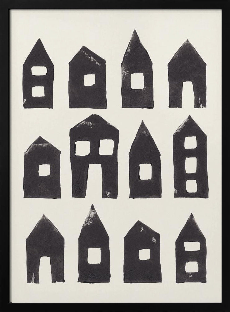 Tiny Houses #1 | Handbedruckter Linolschnitt | Poster