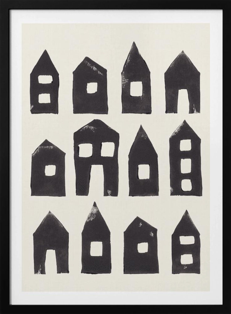 Tiny Houses #1 | Handbedruckter Linolschnitt | Poster