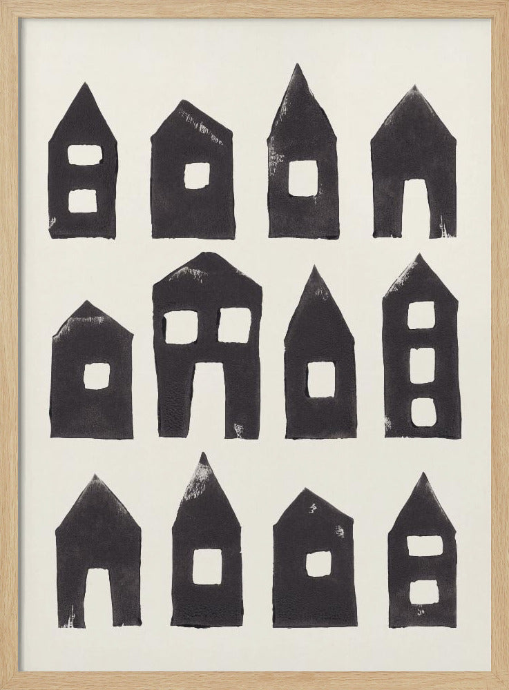 Tiny Houses #1 | Handbedruckter Linolschnitt | Poster
