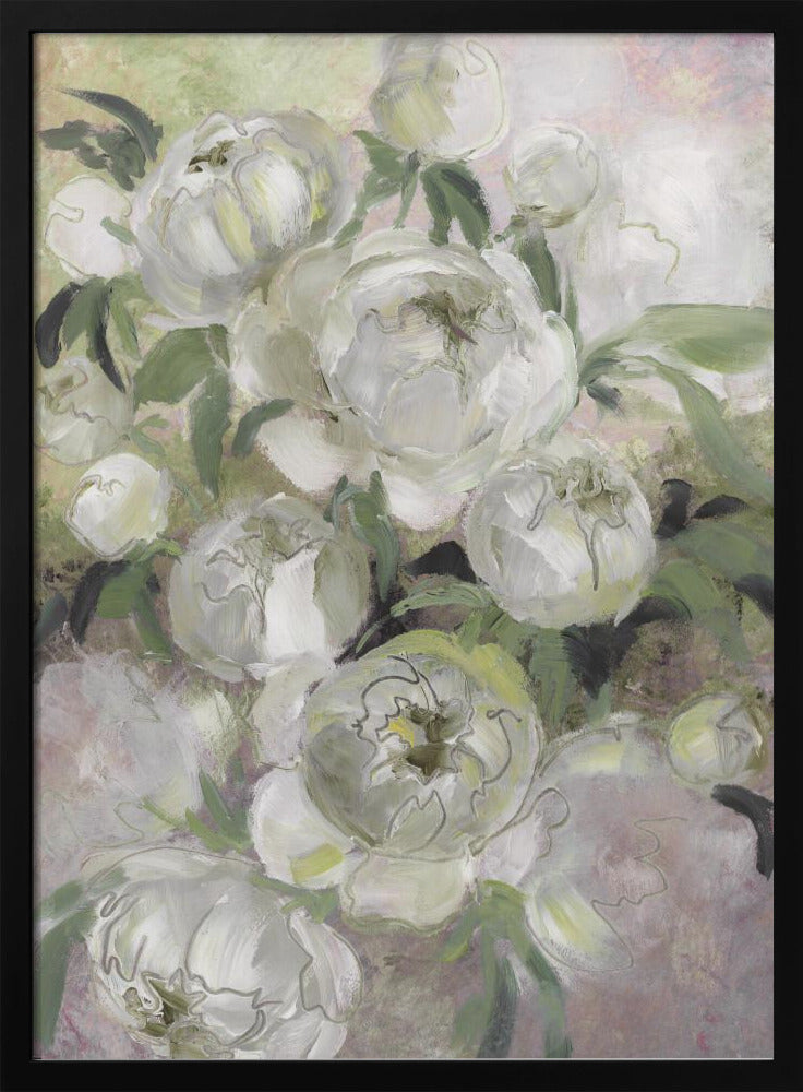Sady painterly florals in green | Poster