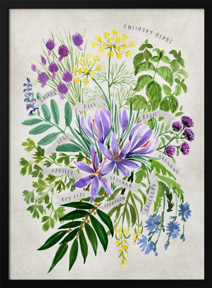 Küchenkräuter in Vintagegrau | Poster
