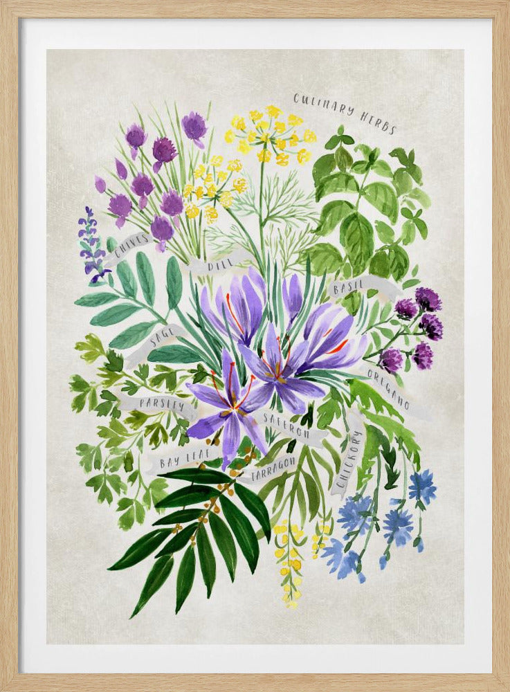 Küchenkräuter in Vintagegrau | Poster