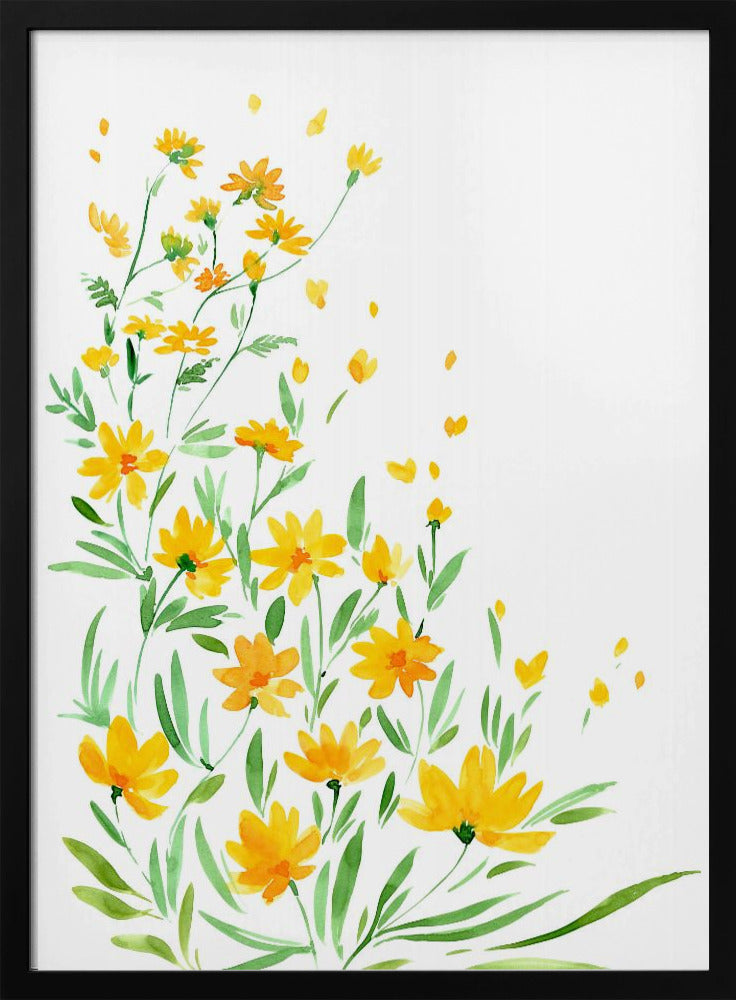 Gelbe Aquarell-Wildblumen | Poster