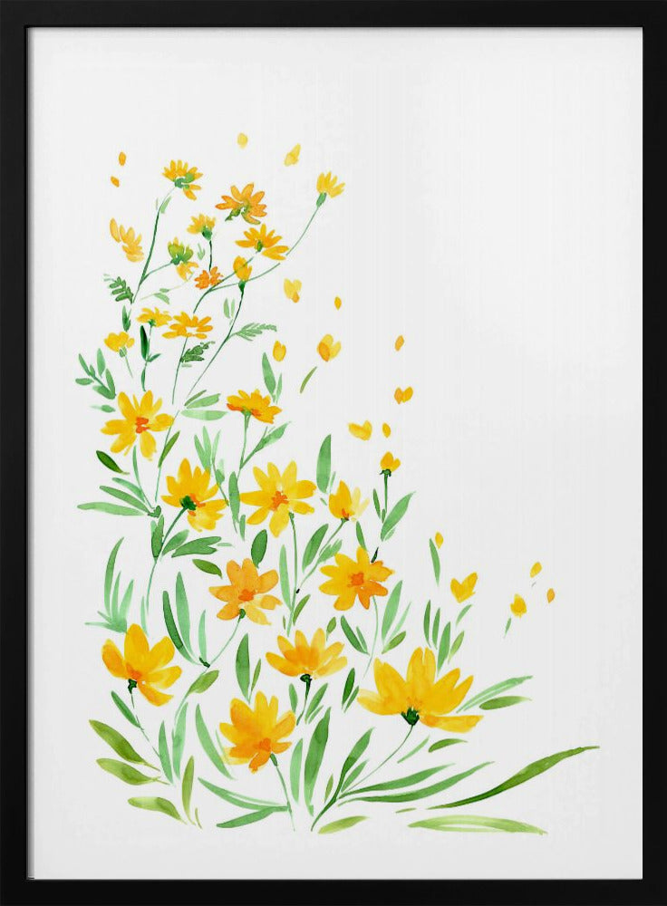 Gelbe Aquarell-Wildblumen | Poster