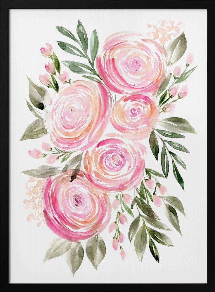 Begonienstrauß mit rosa Ranunkeln | Poster