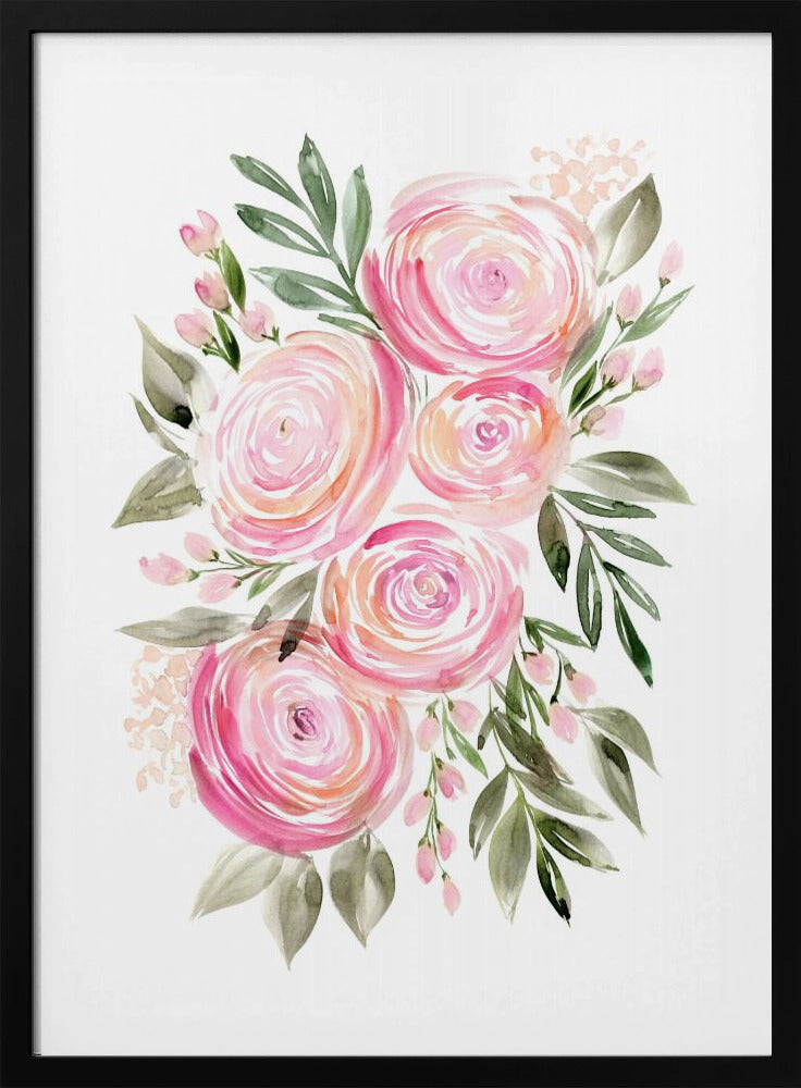 Begonienstrauß mit rosa Ranunkeln | Poster