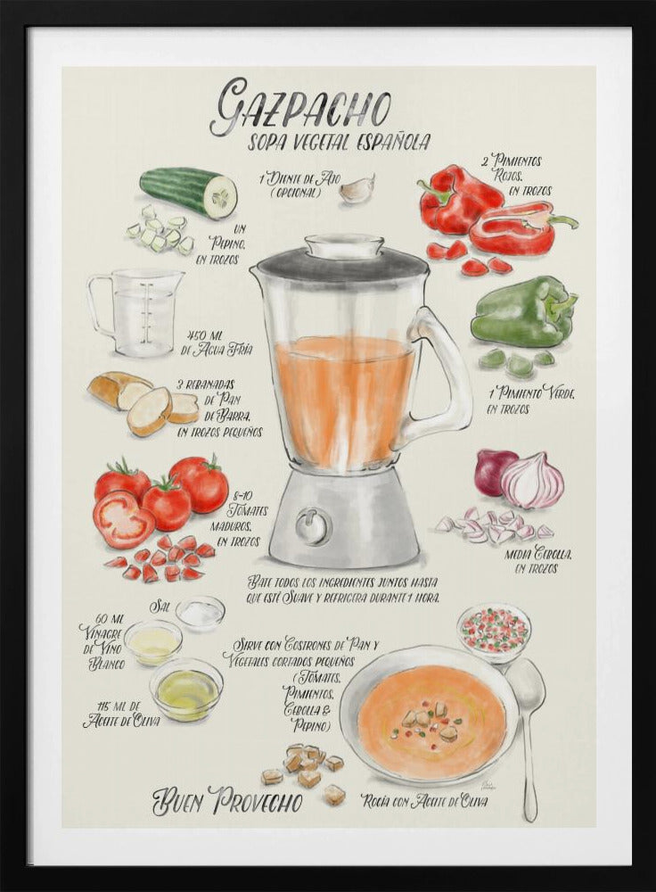 Illustriertes Gazpacho-Rezept auf Spanisch | Poster
