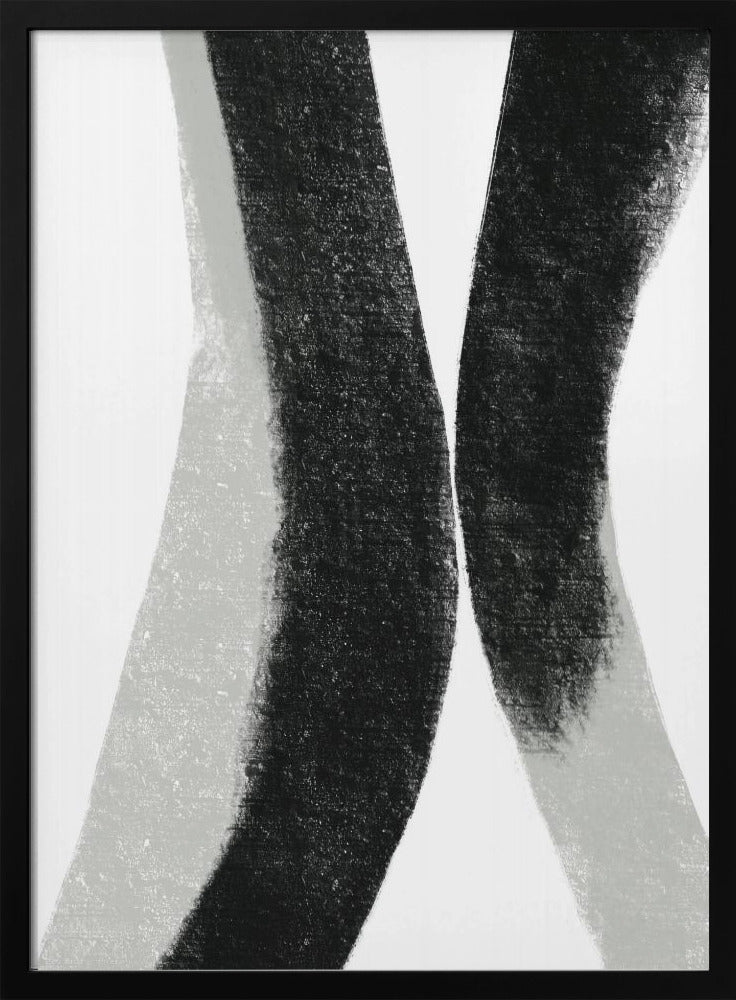 Black And Grey Strokes On A White Background | Poster