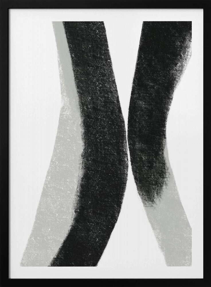 Black And Grey Strokes On A White Background | Poster