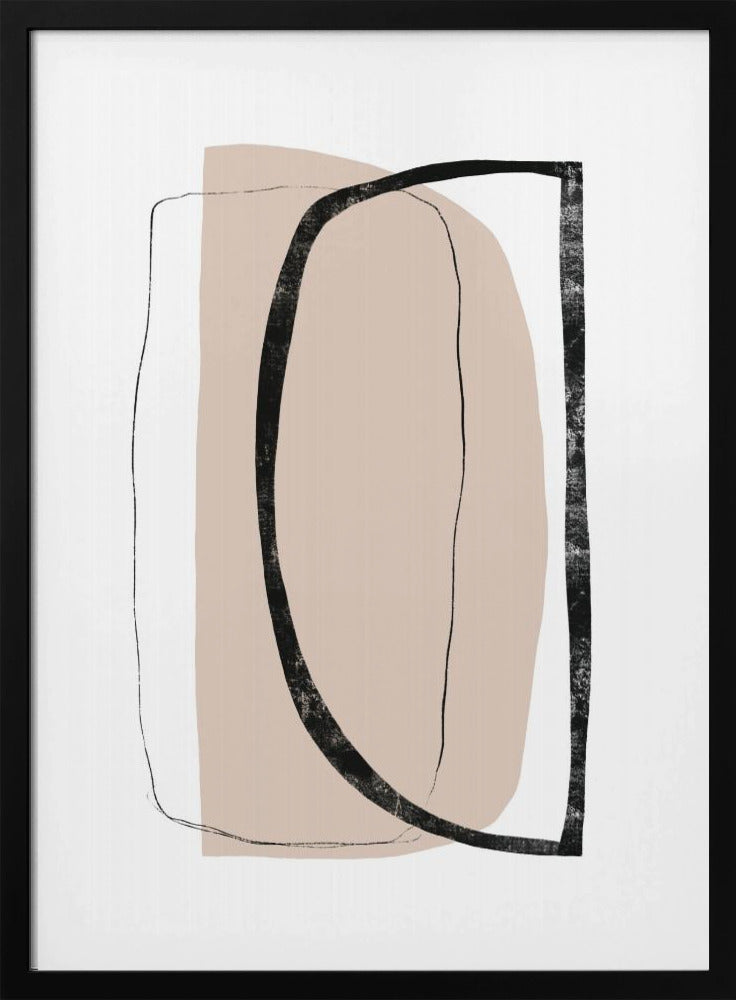 Soft Beige And Black Geometric Shapes | Poster