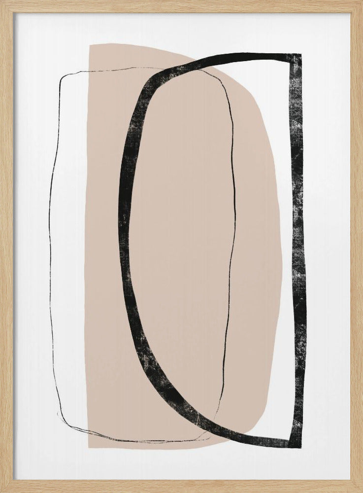 Soft Beige And Black Geometric Shapes | Poster
