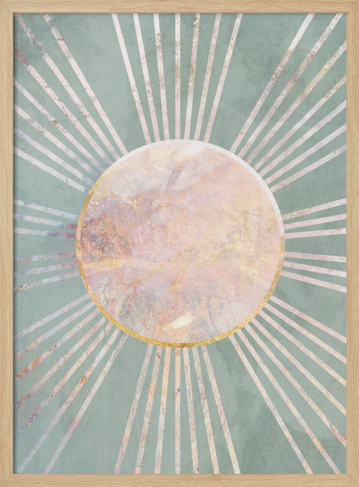 Salbeigrüne Boho Sonnenstrahlen | Poster