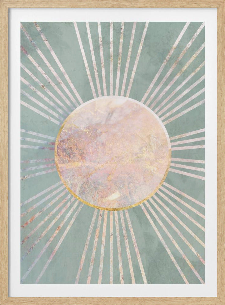 Salbeigrüne Boho Sonnenstrahlen | Poster