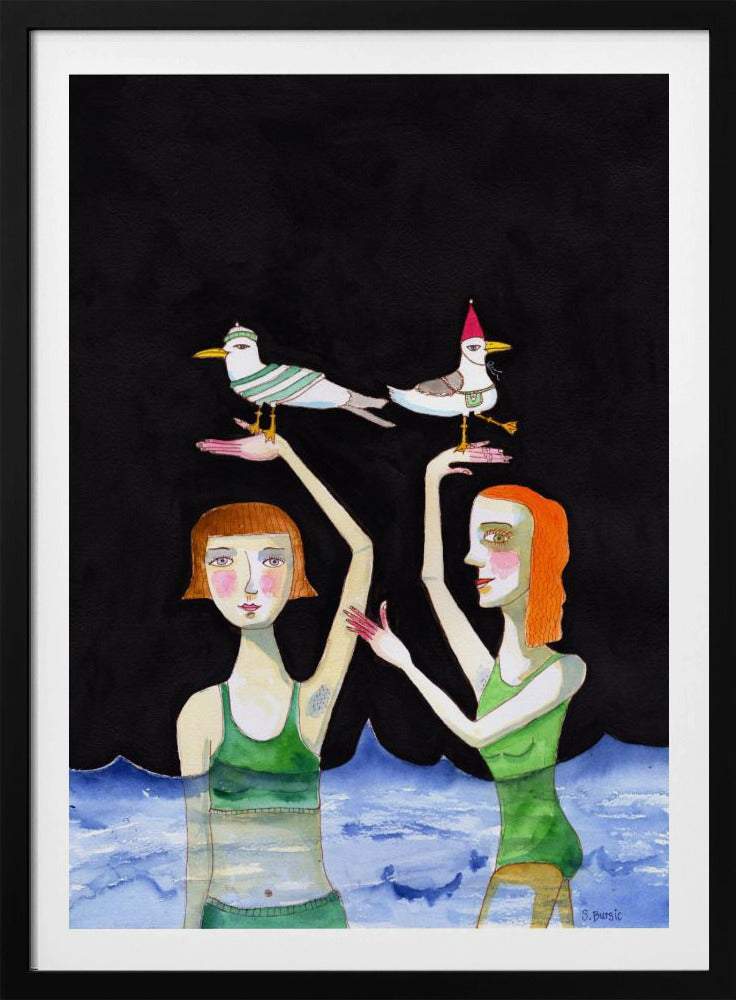 Beste Freunde schwimmen mit Vögeln | Poster